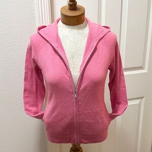 One Girl Who Rose Pink 100% Cashmere Zip-Up Hoodie Sweater w/Pockets - No Size